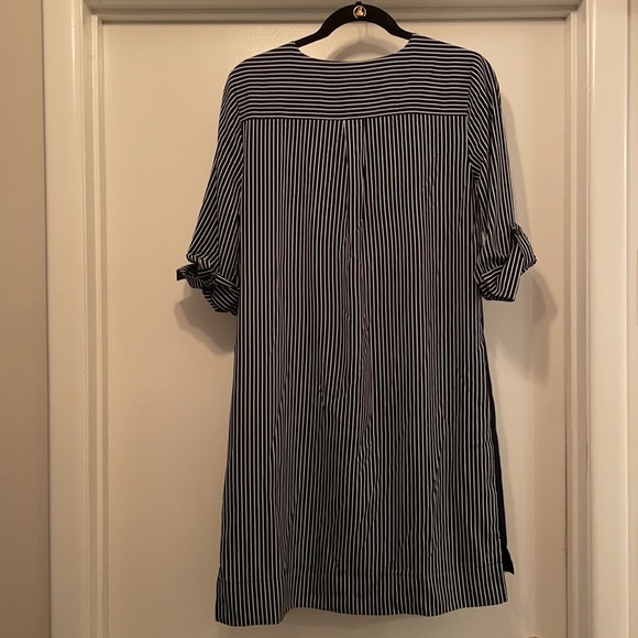 Ann Taylor LOFT navy and white color block shirt dress size Small - Picture 4 of 7